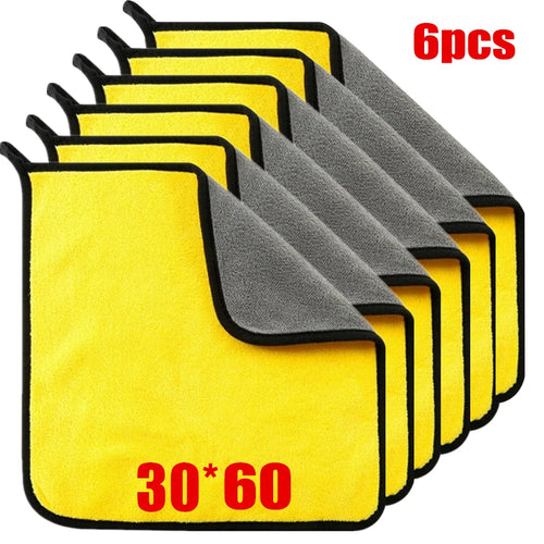 1/2/6pcs Microfiber Cleaning Towel Thicken Soft Drying Cloth Car Body