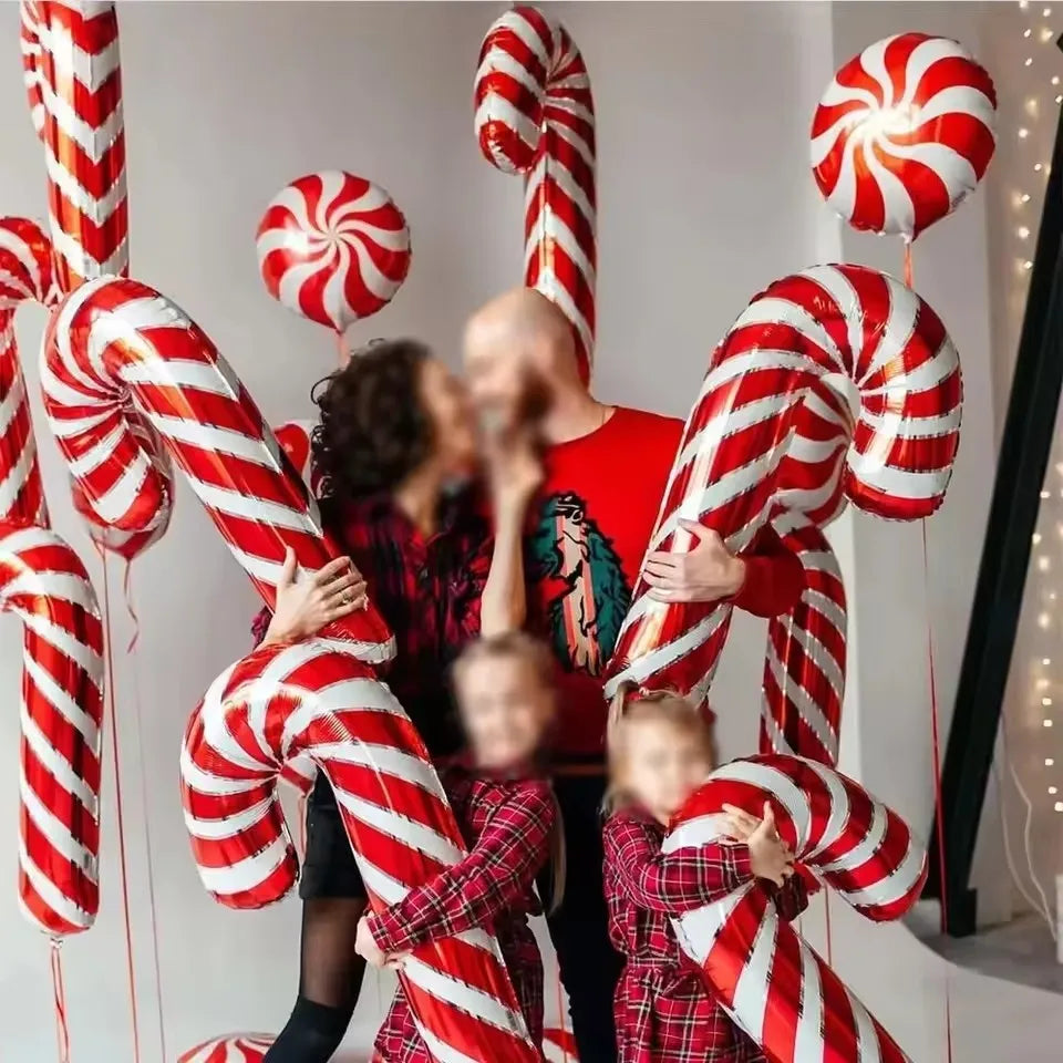 5pcs Big Christmas Candy Cane Stick Balloons Outdoor Candy Canes Decor