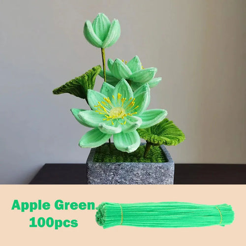 100pcs Colorful Chenille Stems Pipe Cleaners Plush Tinsel Stem Wired