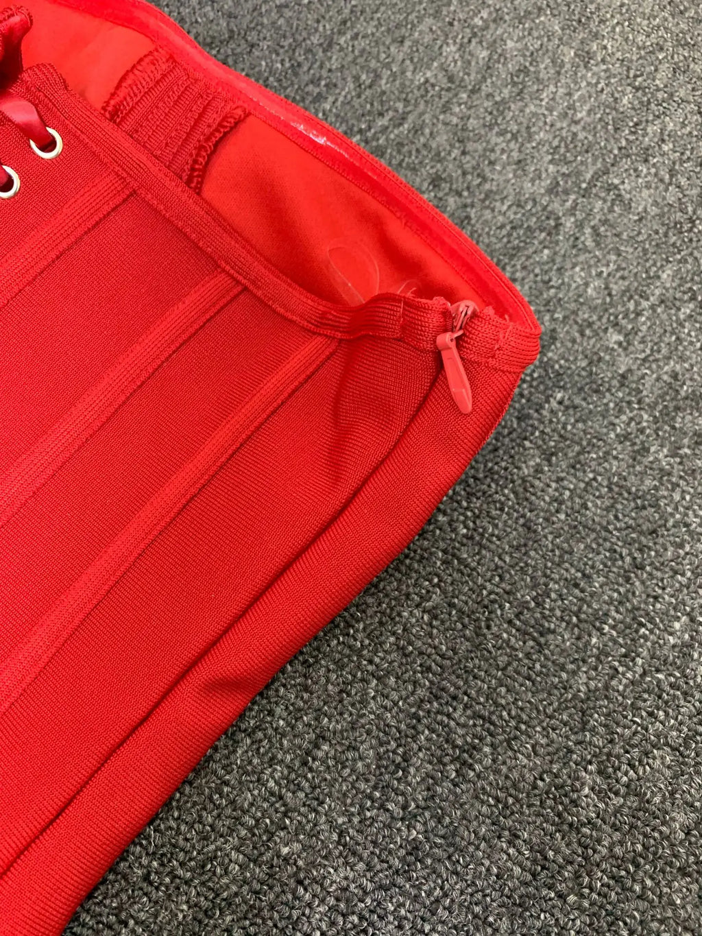 Women Red Bodycon Mini Bandage Outfits Club Party Strapless Laced Up