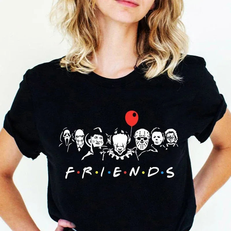 Friends T Shirt Best Stephen King Horror Characters Printed Cartoon