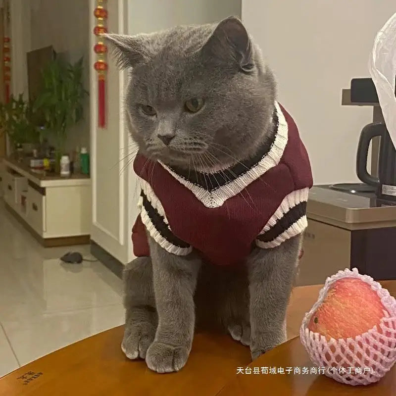 Pet Solid Costume  Cat Clothes Autumn Winter Jacket Christmas Sweater