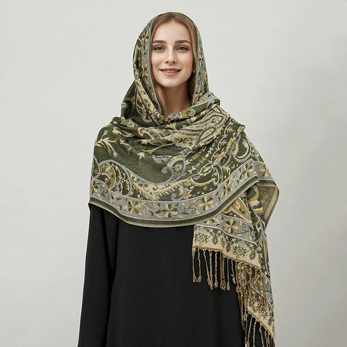 Bohemia Pashmina Hijab Scarf Long Muslim Cashmere Shawl Female Foulard