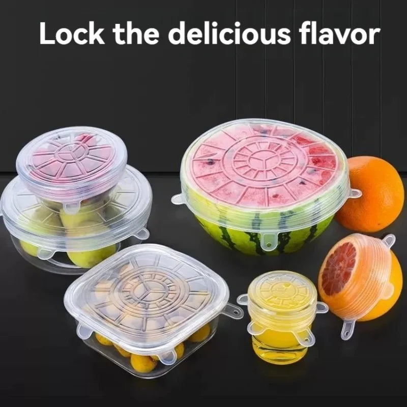 6pcs Reusable Silicone Stretch Lids For Food Bowls - Multifunctional
