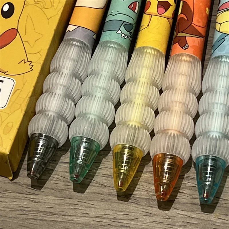 5pcs Pikachu Gel Pen Set Pokemon Ballpoint Pen Cartoon Printing