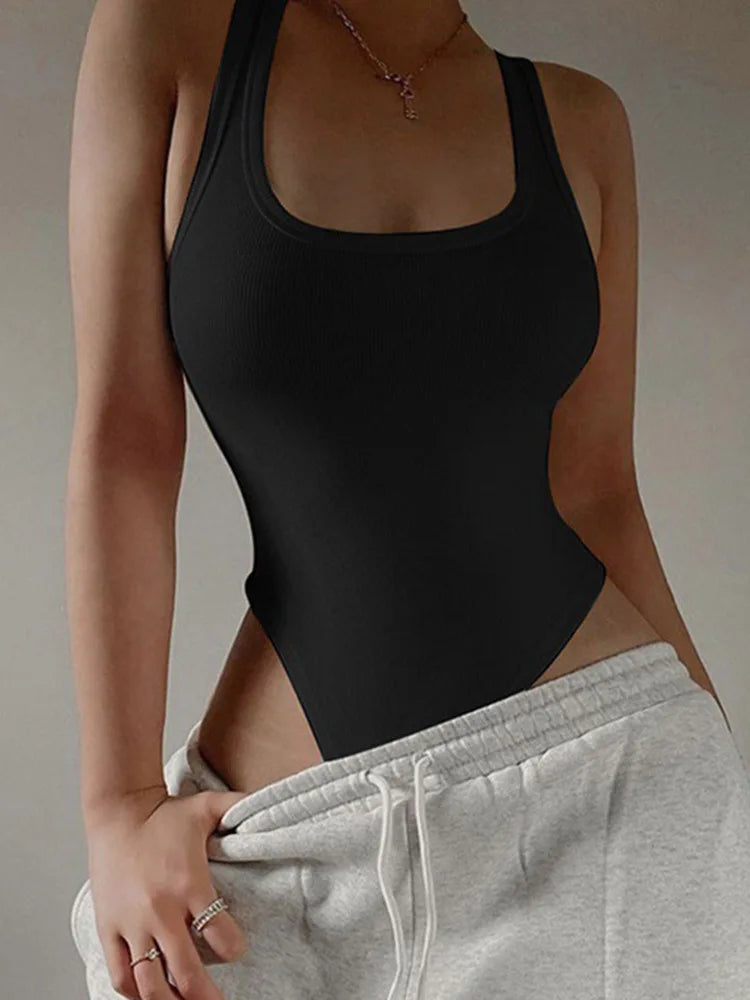 Sleeveless Knit Bodysuit  Hot Summer Sexy Bodycon Off Shoulder Halter