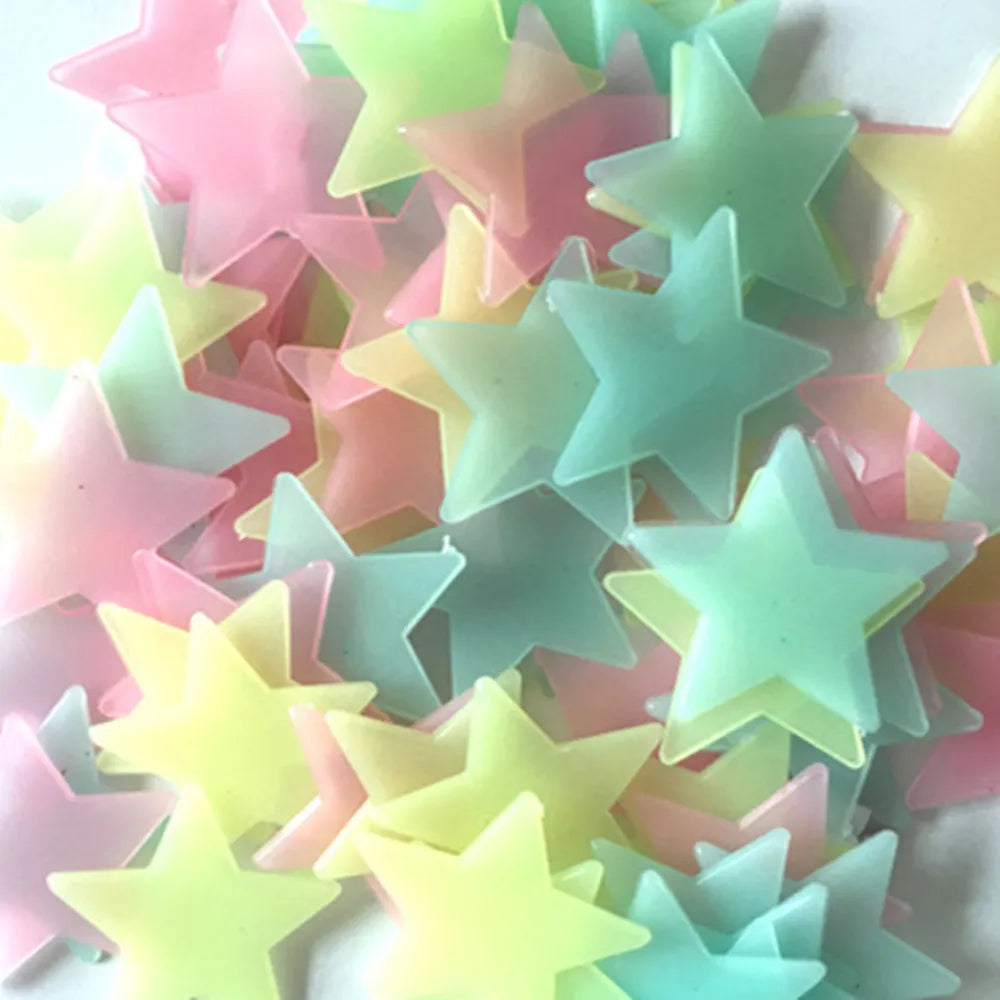 100pcs Fluorescent Glow in the Dark Stars Wall Stickers for Kids Rooms