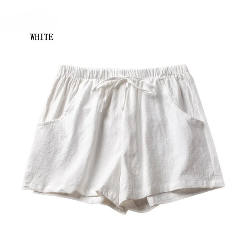 Casual Linen Shorts Women Gym Workout Shorts Cotton Short Pants High