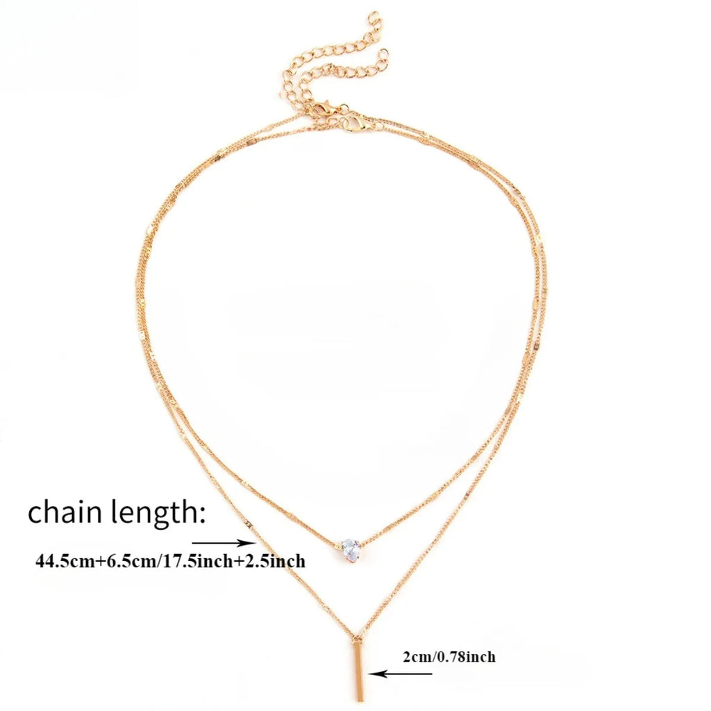 Multi-layer Five-pointed Star Heart Shape Water Drop Pendant Chain