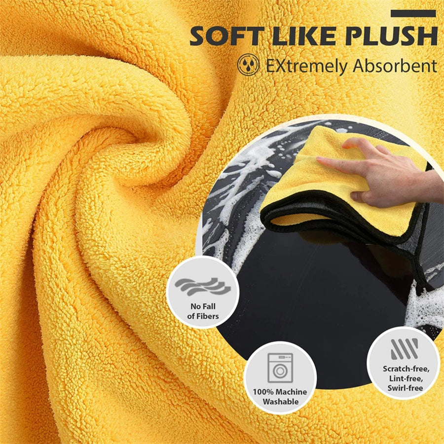 1/2/6pcs Microfiber Cleaning Towel Thicken Soft Drying Cloth Car Body