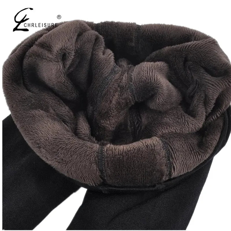 Women Winter Leggings Warm Leggins High Waist Solid Color Velvet Women