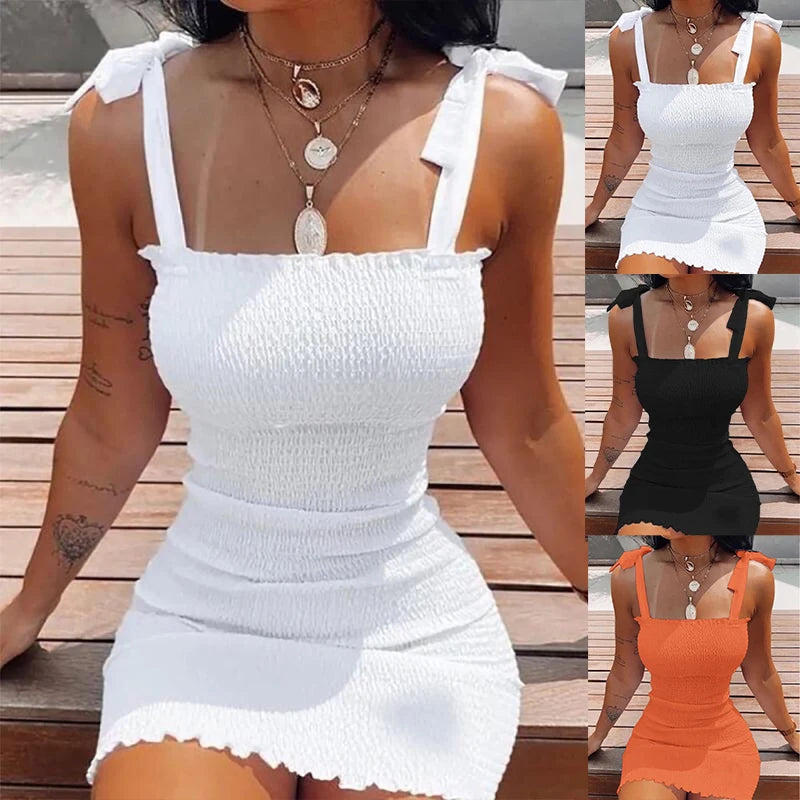 Trendy Solid Strap Short White Dresses Off Shoulder Sexy Skirt