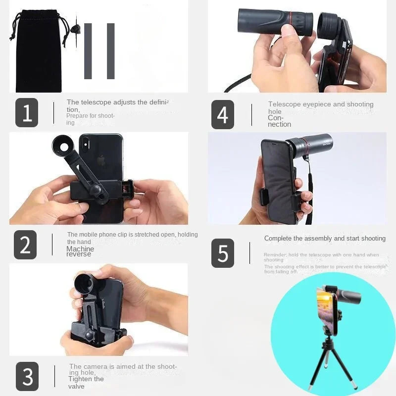 New 2000x25 HD Monocular Telescope Mini Portable Mobile Phone