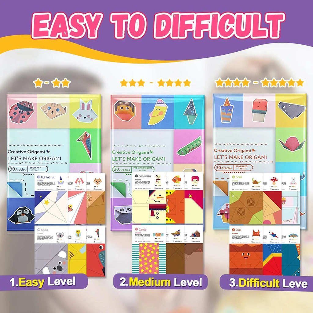 Origami Kit 30/96 Sheets Origami Paper Craft Guiding Book DIY Art