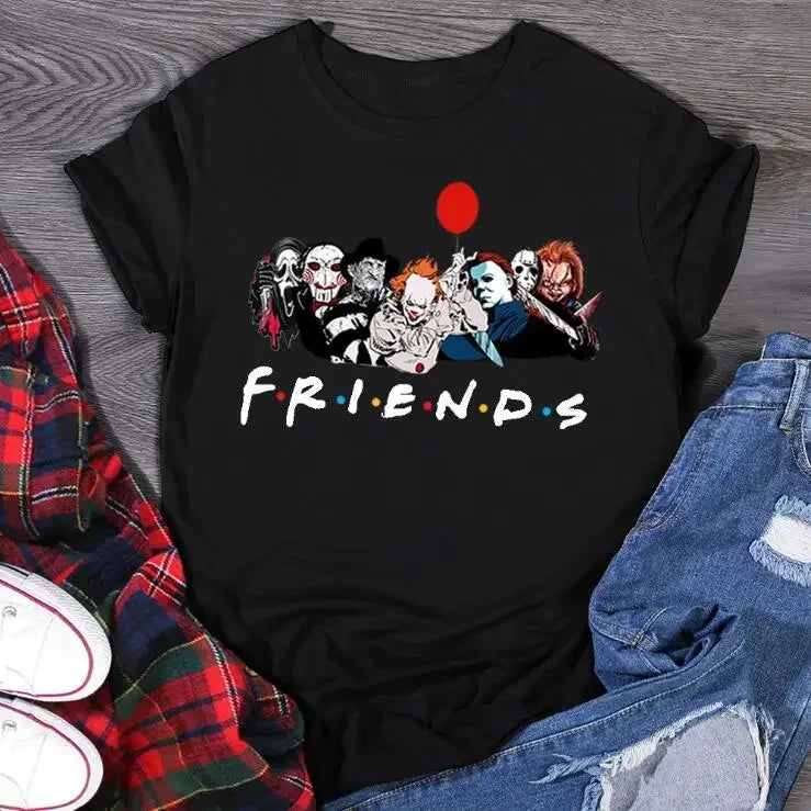 Friends T Shirt Best Stephen King Horror Characters Printed Cartoon