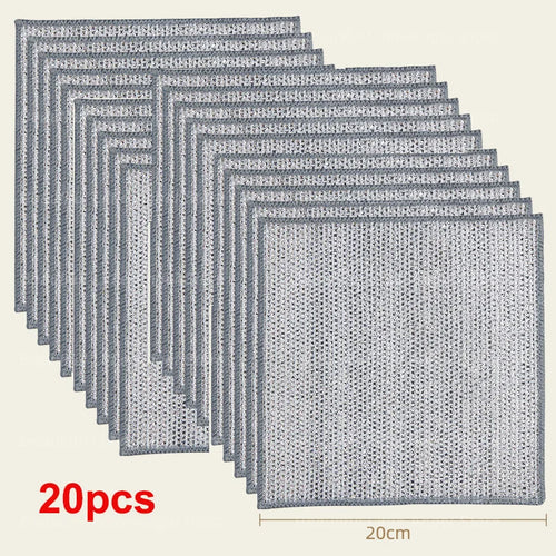 20/5pcs Thickened Steel Wire Cleaning Cloth Non-Scratch Double-layer