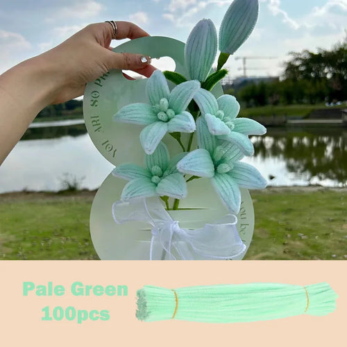 100pcs Colorful Chenille Stems Pipe Cleaners Plush Tinsel Stem Wired