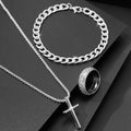 Men's 3pcs Fashion Alloy Jewelry Set - Cross Pendant Necklace,