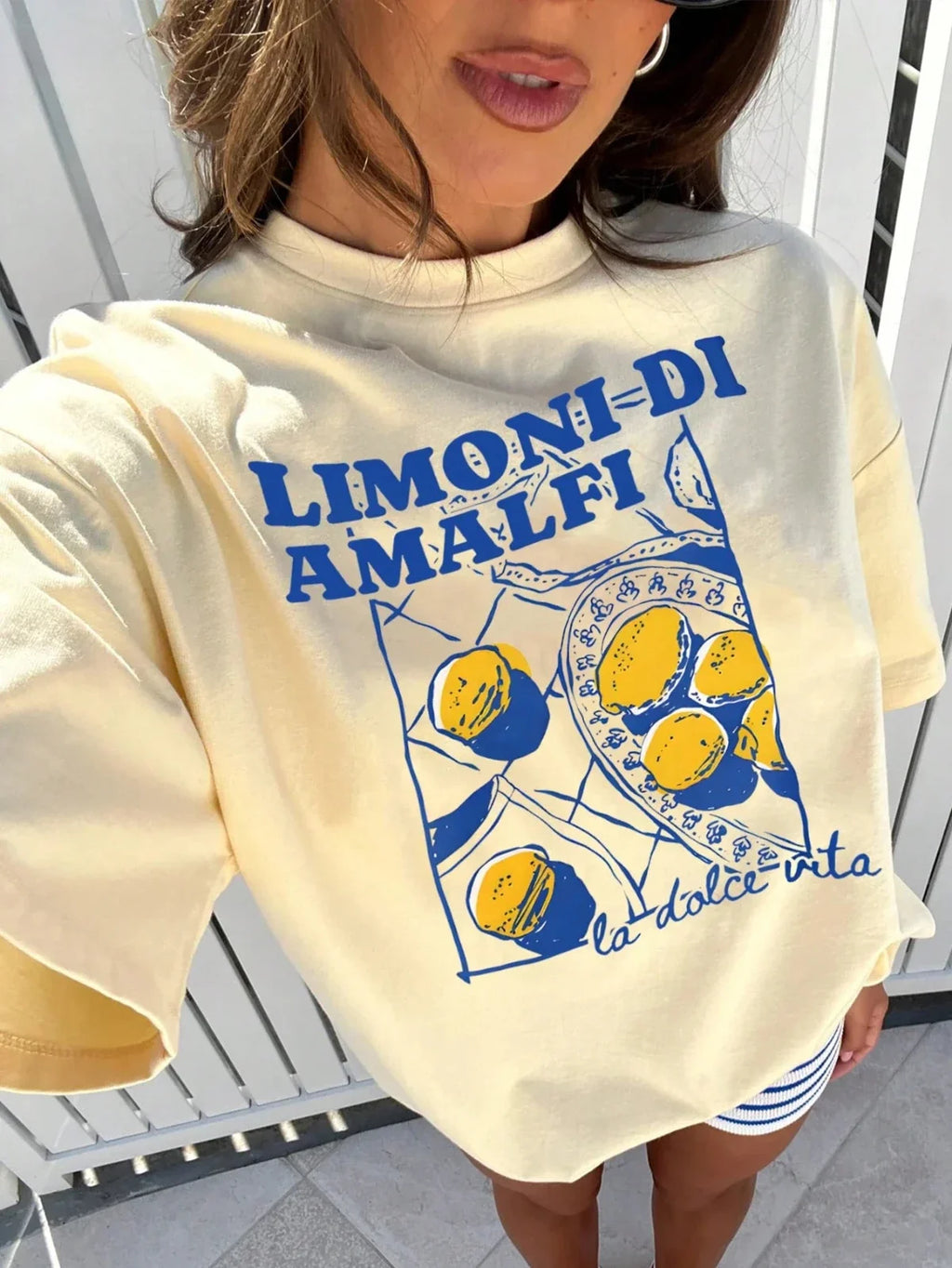 Limoni Di Amalfi Lemon Graphic Women's New Trend Collection Crew Neck