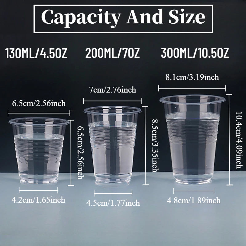 50/100PCS Disposable Clear Plastic Cup Outdoor Picnic Plastic Cup