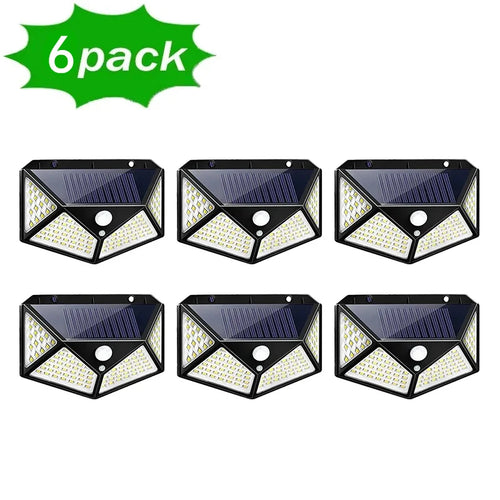 6Pcaks 100 LED Reflectors Solar Lamp Motion Sensor Outdoor Garden