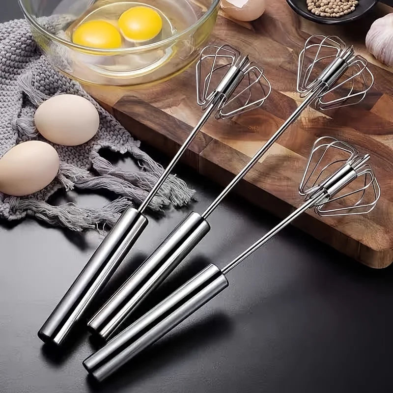 Stainless Steel Egg Beater Durable Semi-Automatic Mixer for Effortless