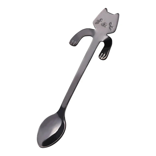 Stainless Steel Coffee Spoon Lovely Cute Cat Shape Teaspoon Dessert