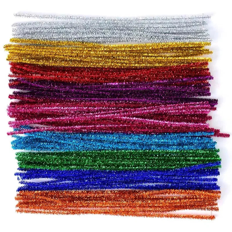 100PCS Colorful Chenille Stem Twisted Rod Wool Root Fluffy Bar Iron