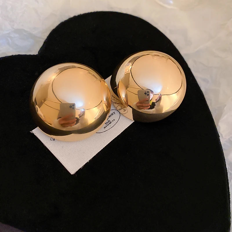 Smooth Semi-round Stud Earrings for Women Europe and America Simple