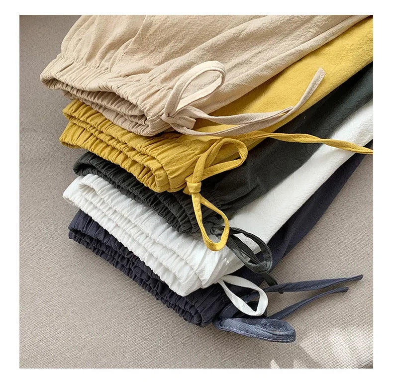 Casual Linen Shorts Women Gym Workout Shorts Cotton Short Pants High