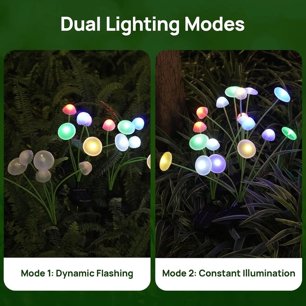 Solar Garden Lights Dual Mode LED Solar Mushroom Lights Waterproof