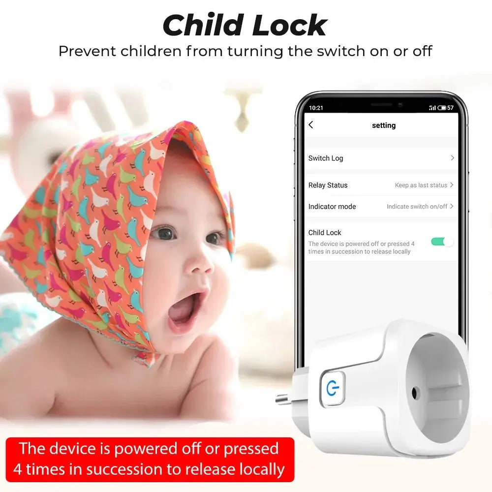 Tuya ZigBee Smart Plug EU 20A With Power Monitoring Timing Adapter