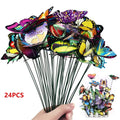 24Pcs/set Butterflies Garden Yard Planter Colorful Whimsical Butterfly