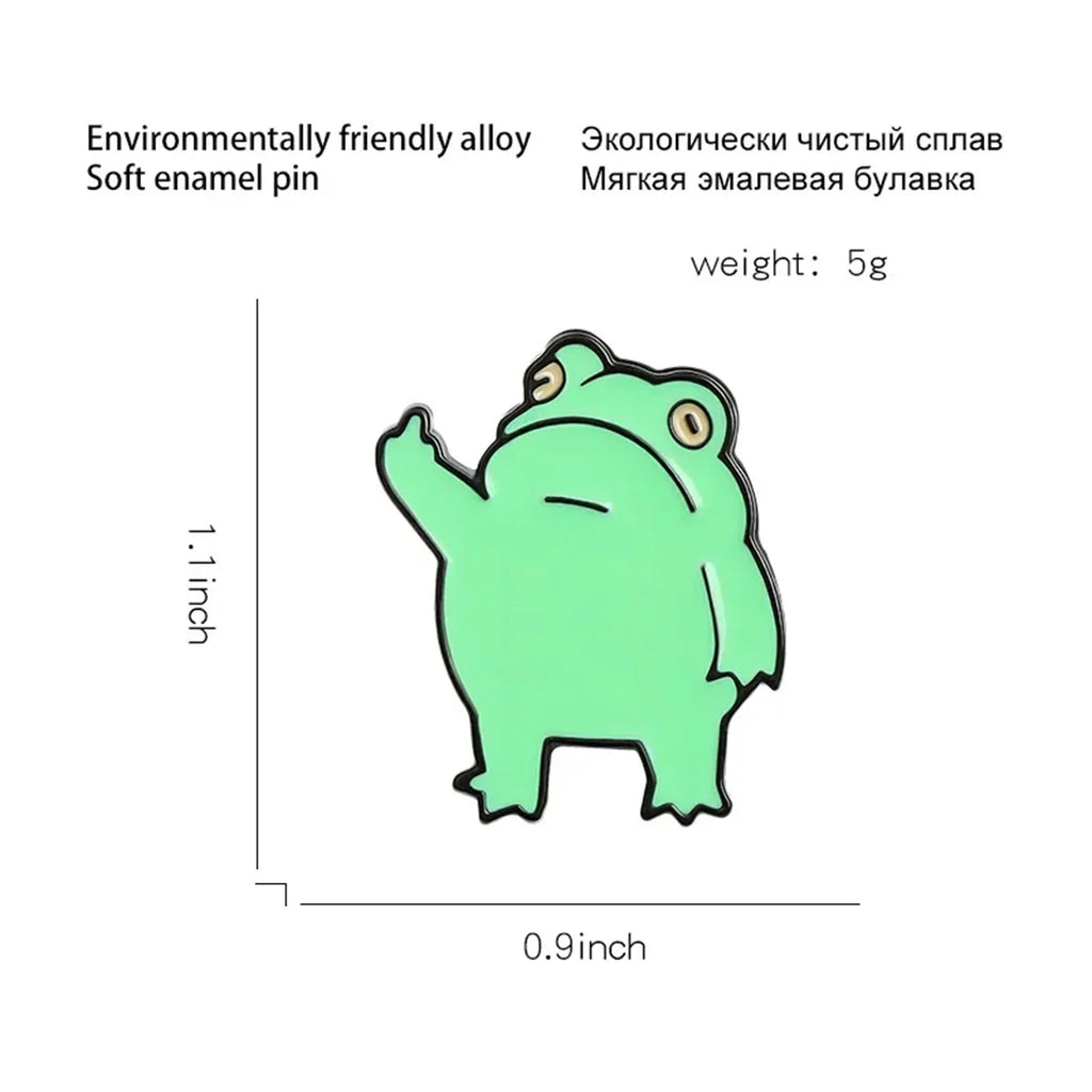 Cute Funny Vertical Middle Finger Frog Alloy Brooch Creative Cartoon