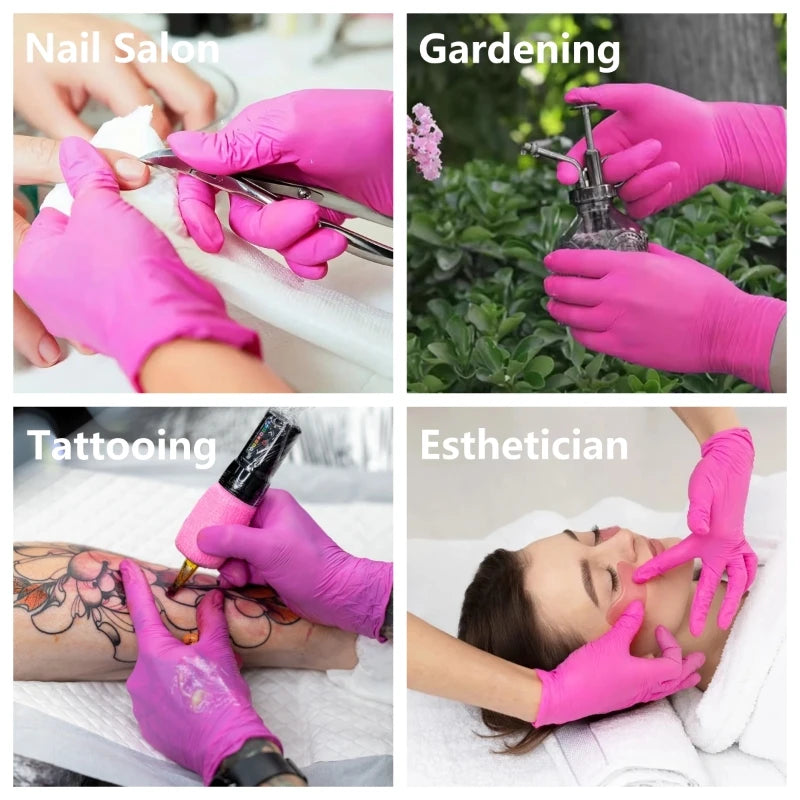 Fuchsia Nitrile Disposable Gloves 20/100PCS 3-mil Powder & Latex Free