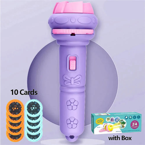 10 Cards Cartoon Projection Flashlight 80 Patterns Creative Children
