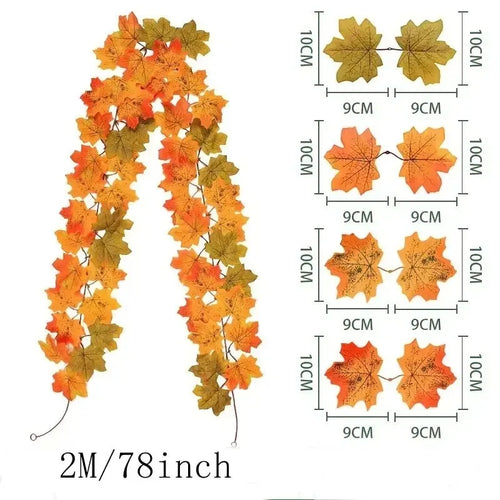 Artificial Maple Leaf Vines Silk Fall Foliage Garland for Home Wedding