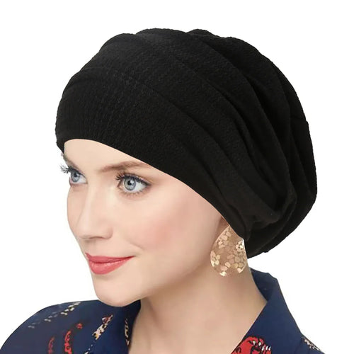 Trendy Crinkle Women's Solid Color Hijab Turban Soft Elastic Indian
