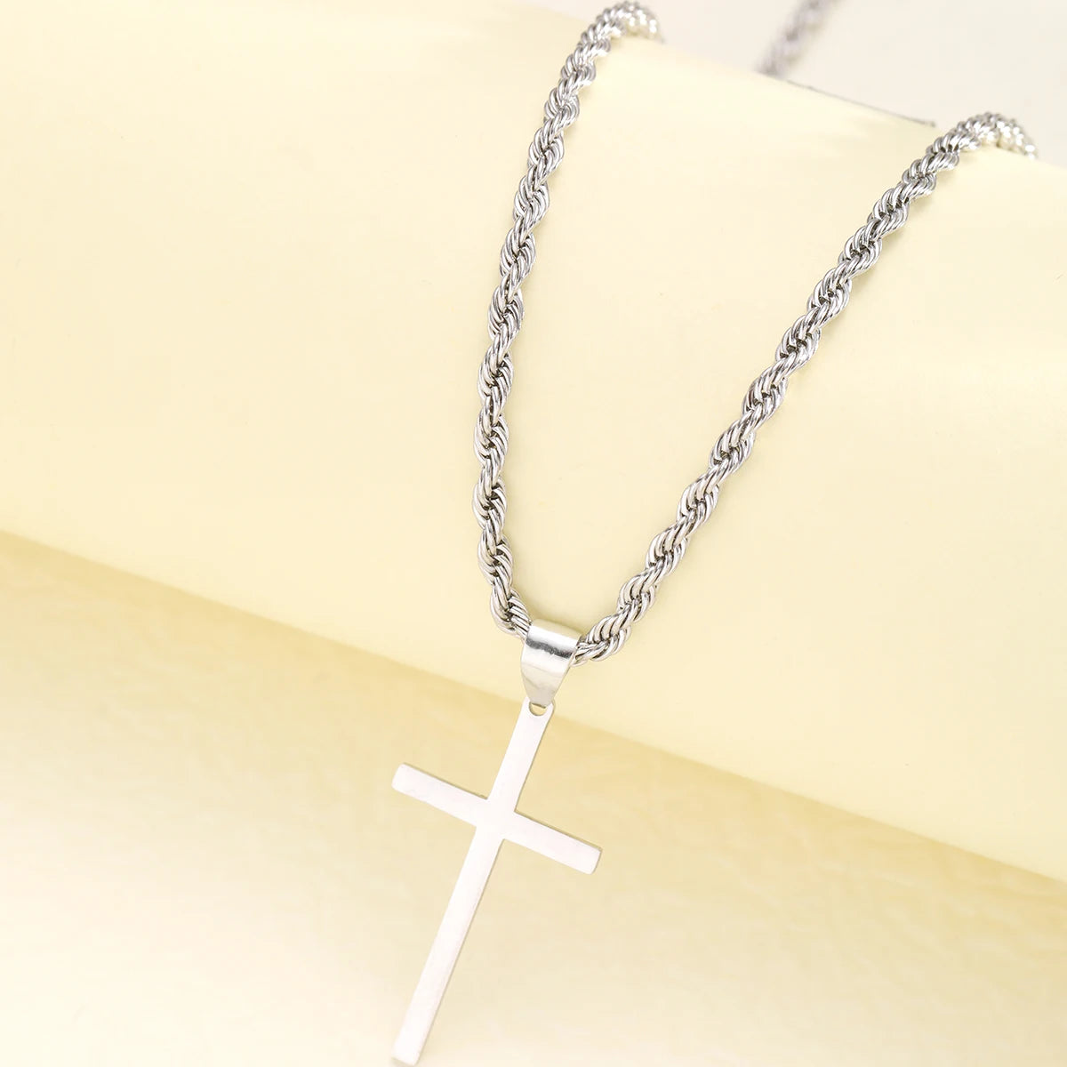 New Stainless Steel Cross Pendant Necklace for Men Women Minimalist