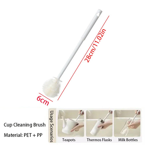 Long Handle Cup Brush,Kitchen Glass Bottle Cleaning Brush,Milk Bottle