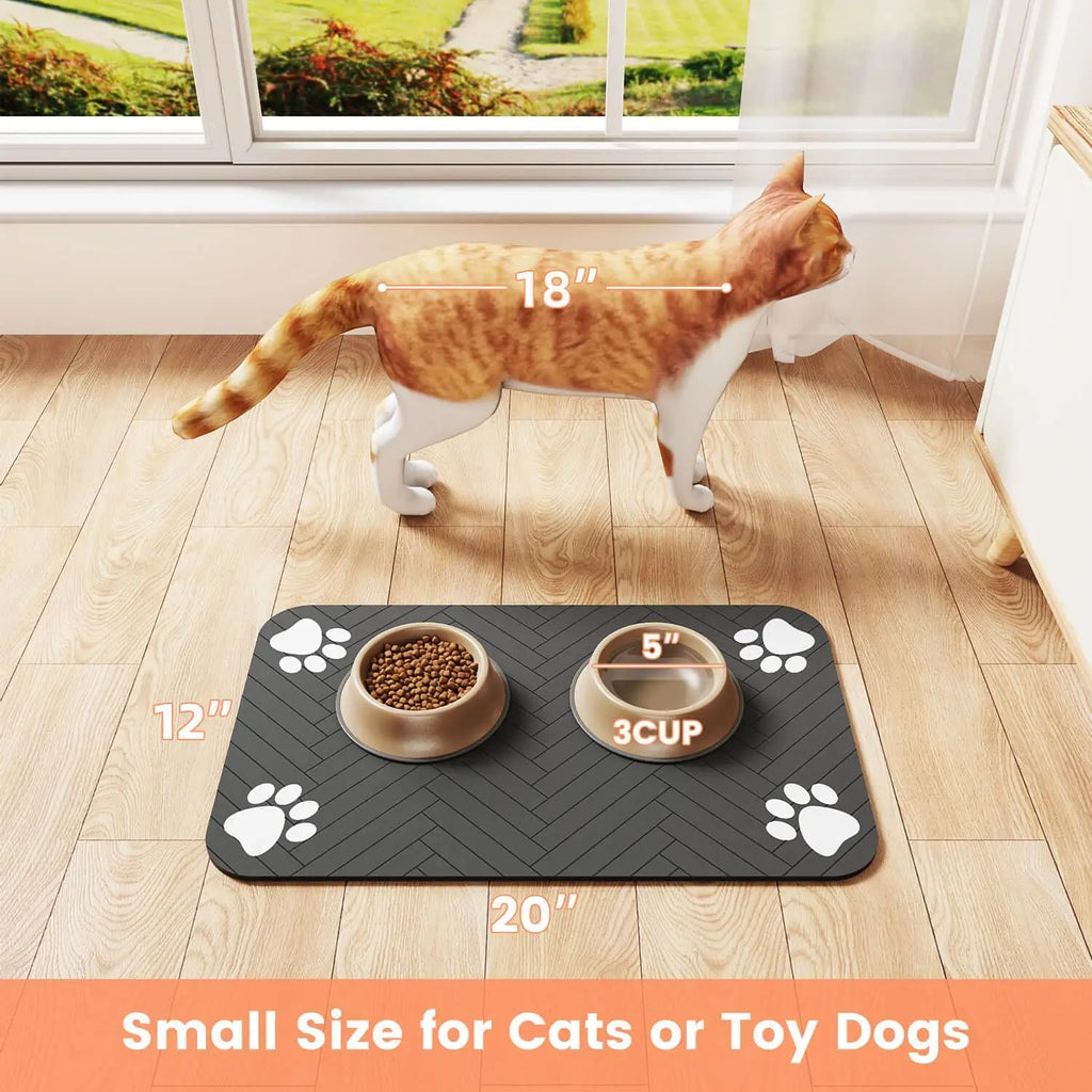 Pet Feeding Mat-Absorbent Pet Placemat for Food and Water Bowl, with