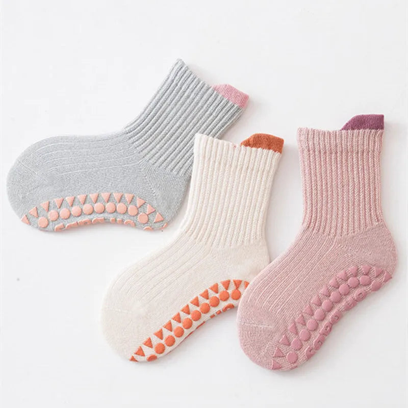 3Pairs/Lot Cotton Baby Anti-slip Socks For Boys Girls Low Cut Floor