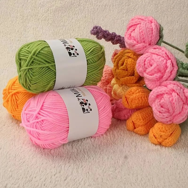 5-Strand Milk Yarn Handmade Medium Thick DIY Woven Doll Sweater Flower