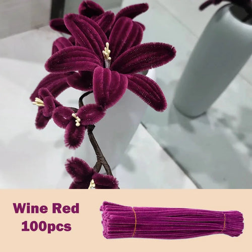 100pcs Colorful Chenille Stems Pipe Cleaners Plush Tinsel Stem Wired