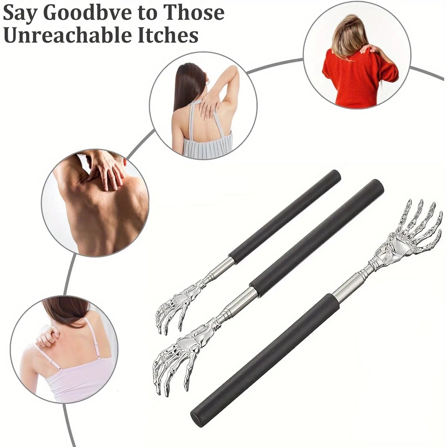 Portable Extendable Back Scratcher Stainless Steel Telescoping Back