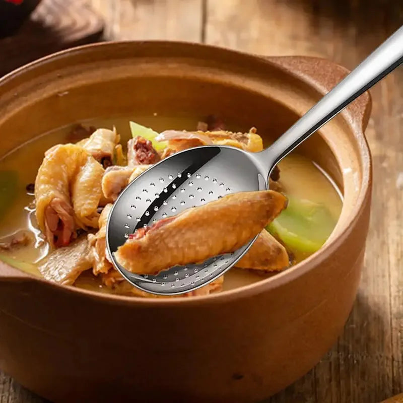 1Pc Stainless Steel Ladles For Serving Soup Rice Serving Spoon Drain