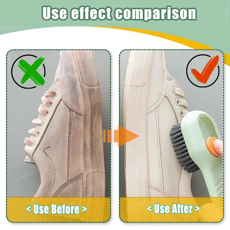 1/2pcs Shoes Brush Automatic Liquid Discharge Multifunction Press Out
