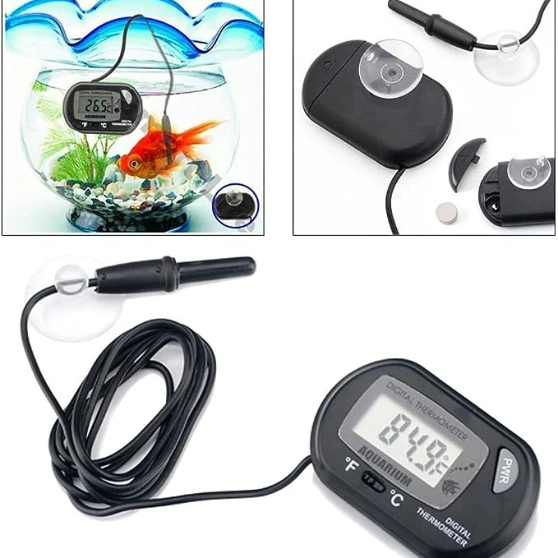 Digital Aquarium Thermometer with Probe Suction Cup Fish Tank Water
