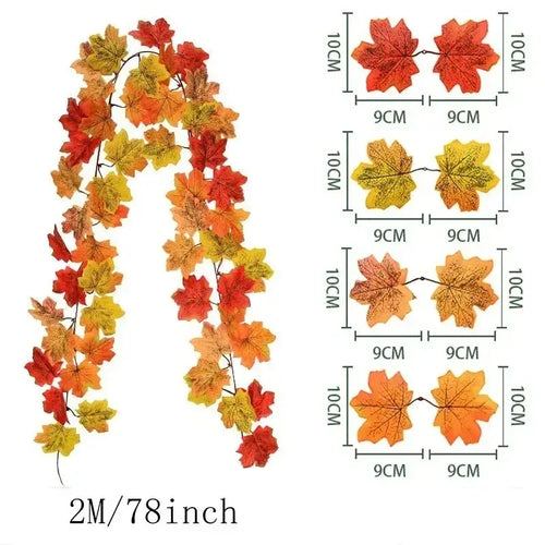 Artificial Maple Leaf Vines Silk Fall Foliage Garland for Home Wedding