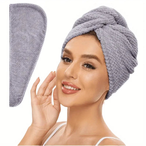 Solid Color Hair Towel Textured Dry Hair Cap 9.8 "X 25.5" Absorbent